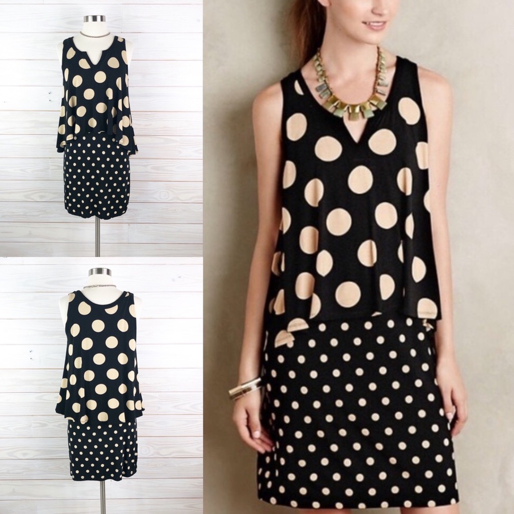 Anthropologie Maeve Davina Peplum Polka Dot Dress